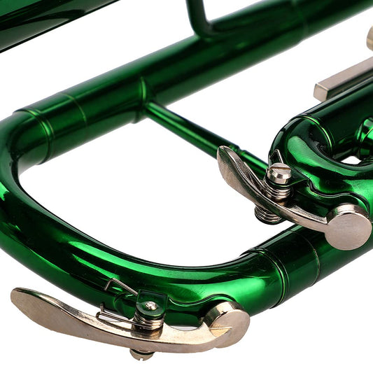 Brass trumpet, musical instrument trumpet for home school band (green).