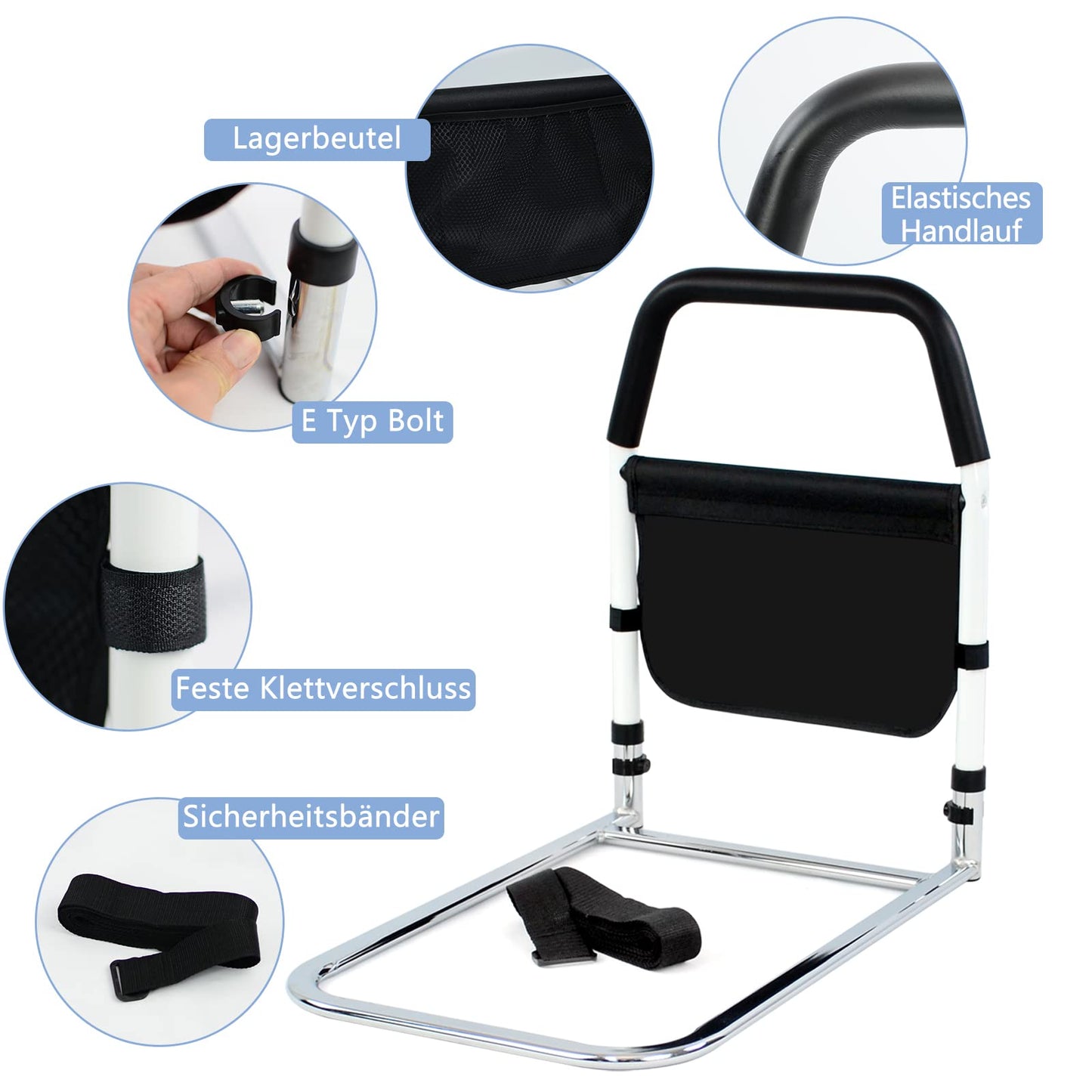 OUUTMEE bed rail fall protection for adults, bed rail made of carbon steel with storage bag, portable and foldable safety rail, for elderly, pregnant individuals.