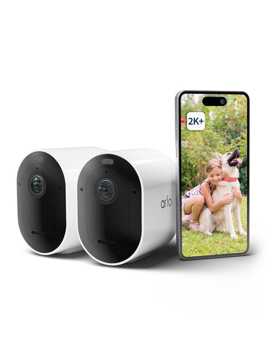 Arlo Pro 5 outdoor wireless surveillance camera X3 + certified SmartHub, 2K UHD, Black, Enhanced color night vision, 160° field of view, 2-way audio, with Secure Plan trial period