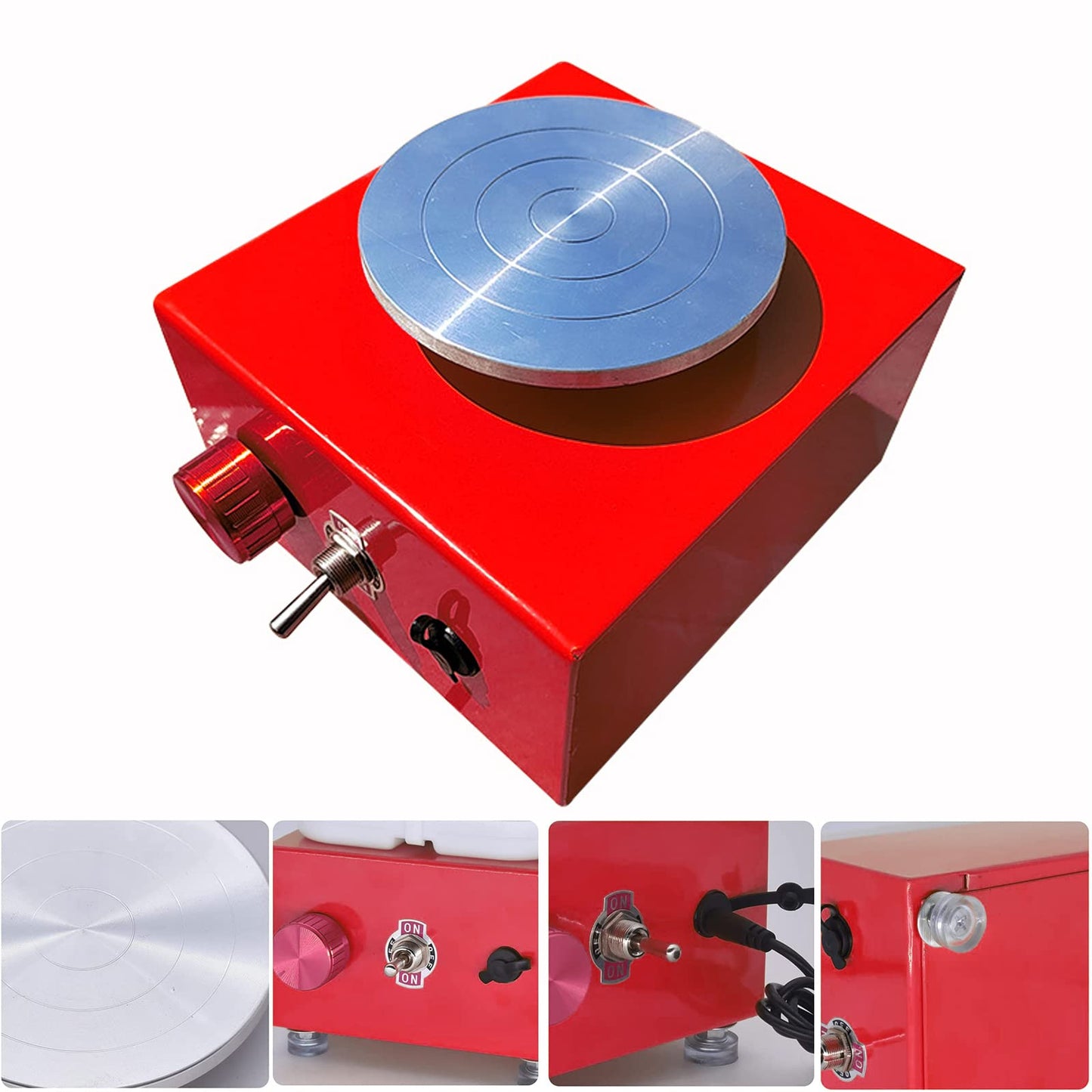 DYOUen Electric Pottery Wheel - Clay Machine With 10 cm Turntable and Removable ABS Soundproofing Pottery Wheel Electric Mini Pottery Set for Beginners (Red)