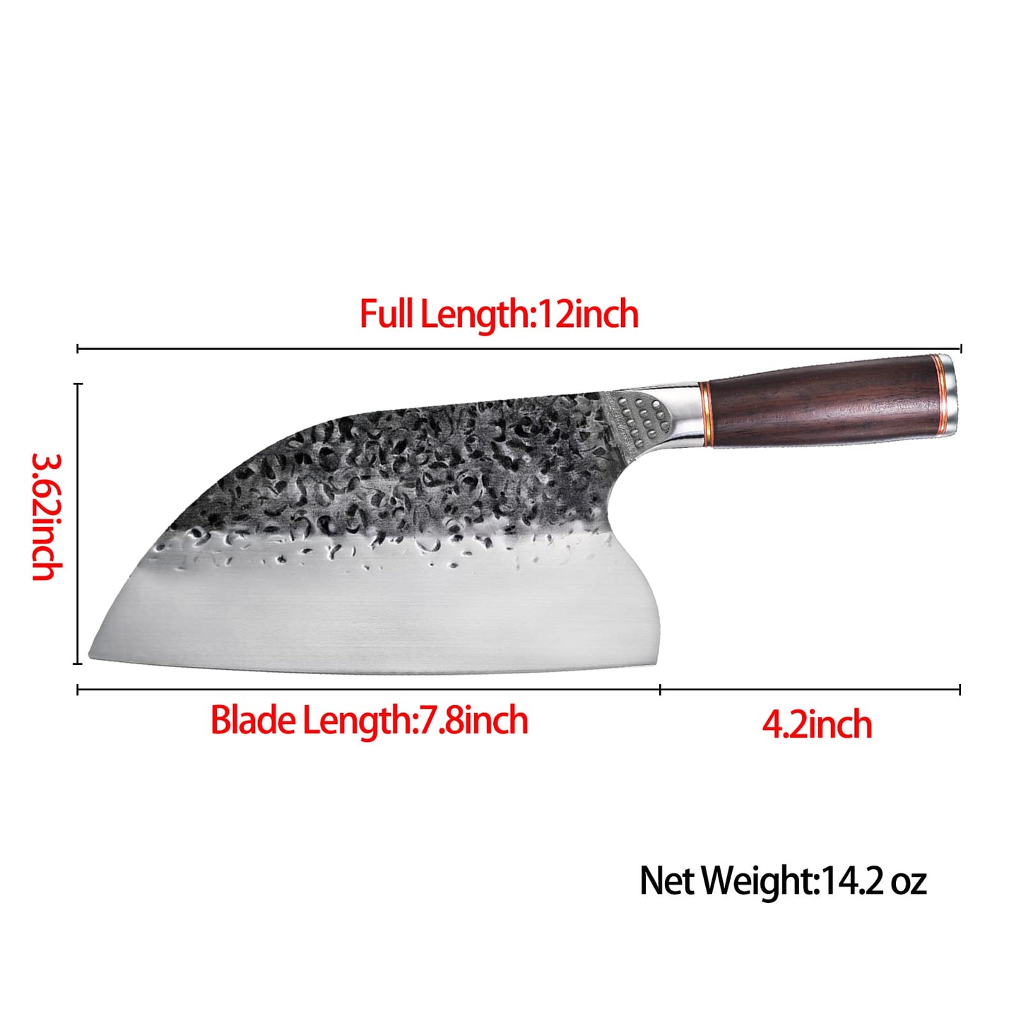 Promithi kitchen knife, chef knife, Santoku knife, utility knife, household knife, silver and black, stainless steel, 12 inches, 7.8 inches, 3.6 inches, 511 grams, forged, dishwasher-safe: No