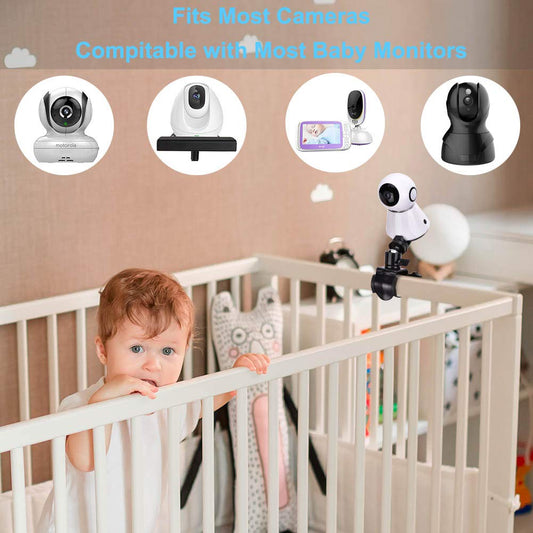 Baby camera monitor holder bracket, 360-degree rotatable adjustable holder, flexible camera stand for crib.