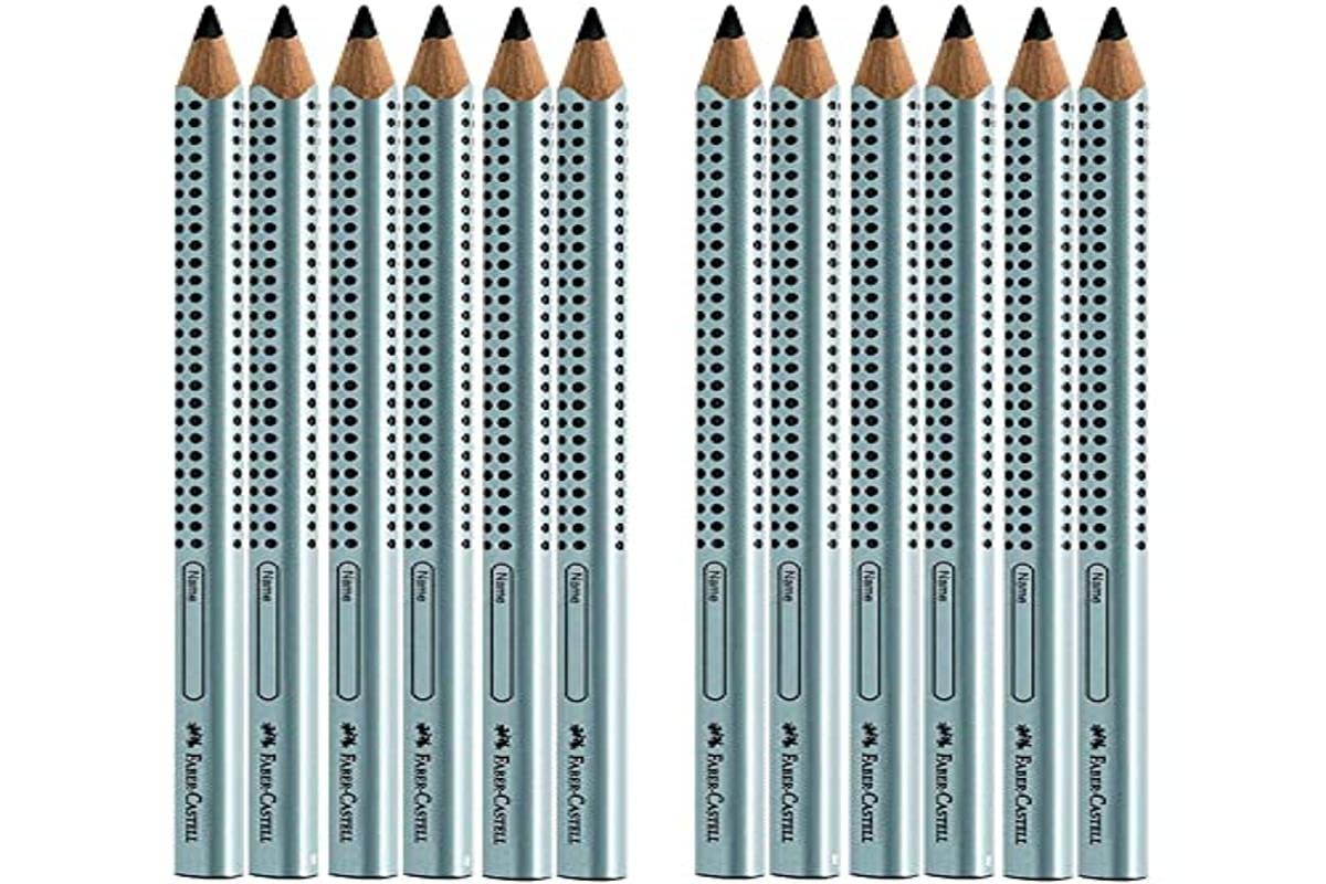 Faber-Castell - Jumbo GRIP Pencils, silver, 12 pieces (1 pack)