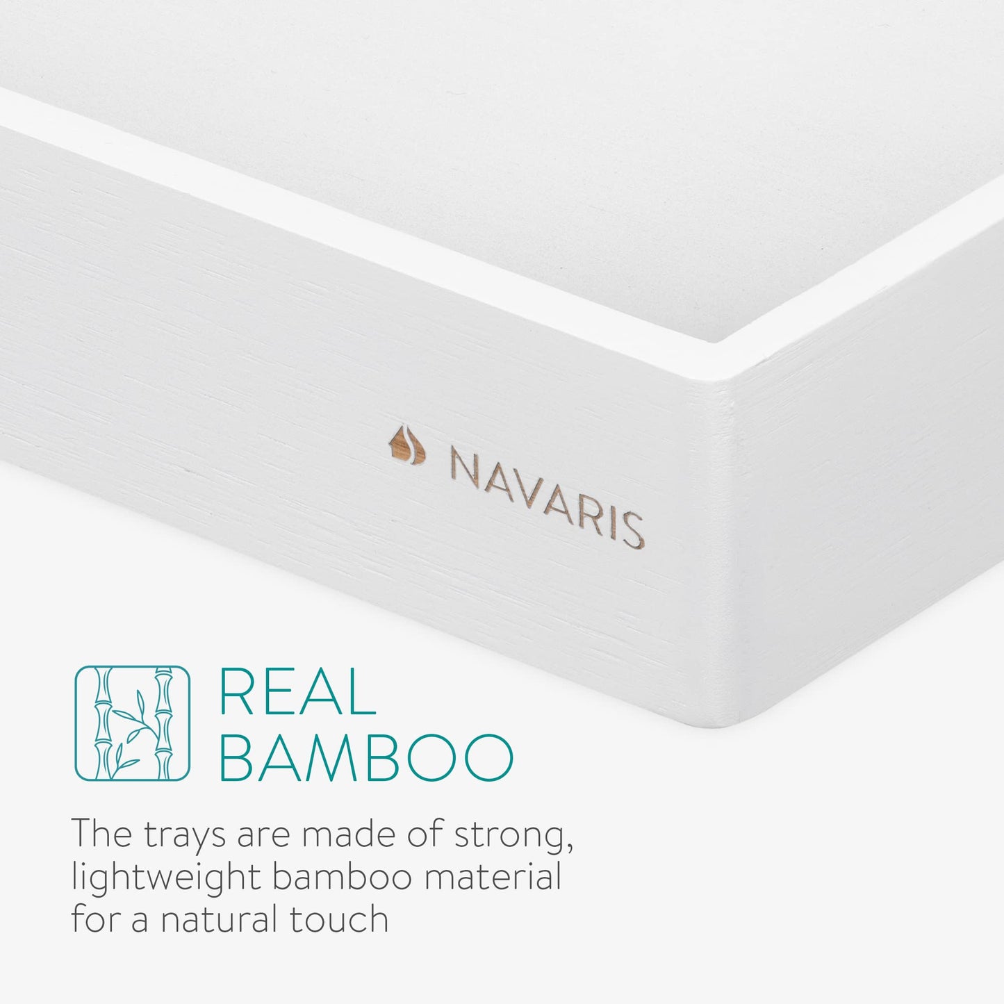 Navaris Bamboo Serving Tray - Set of 3 stacking serving trays in rectangular shape for snacks, appetizers, coffee, and drinks.