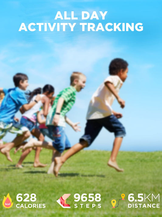 BIGGERFIVE Vigor fitness wristband watch for kids girls boys aged 5-15 years, fitness tracker smartwatch with step counter heart rate monitor calorie tracker and sleep monitor, IP68 waterproof activity tracker.