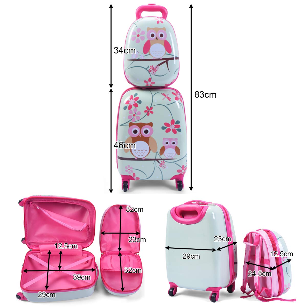 RELAX4LIFE Kids Suitcase with Wheels, 2 Piece Kids Luggage Set, Suitcase (16 inch) + Backpack (12 inch), Travel Suitcase for Kids, Kids Luggage, Travel Luggage, Kids Trolley, ABS Hard Shell Suitcase (Model 3)