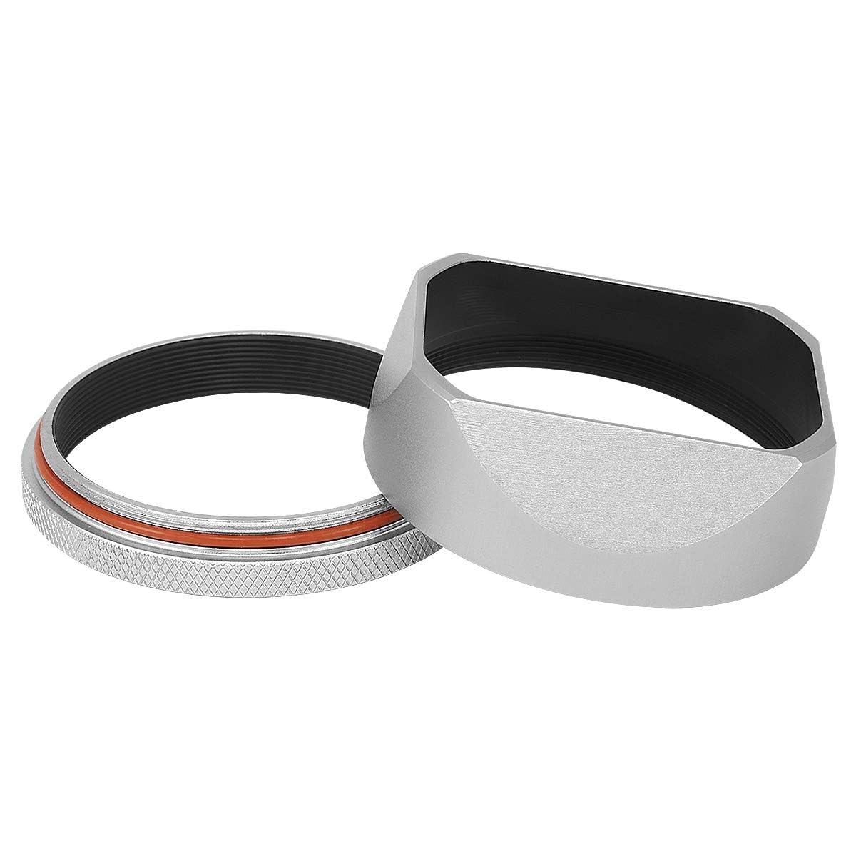 Haoge LH-X54W Metal Rectangular Lens Hood Sunshade with 49mm Adapter Ring for Fujifilm X100V & FinePix X-100V Camera Lens Silver.
