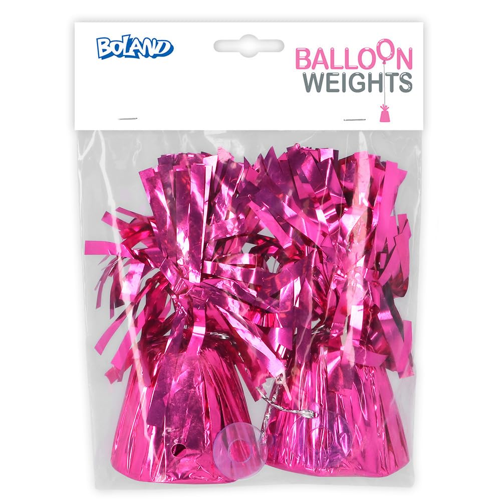 Boland - Balloon weight with metallic foil, 16 pieces, 160 - 180g, balloon holder, for air balloons and helium balloons, Pink