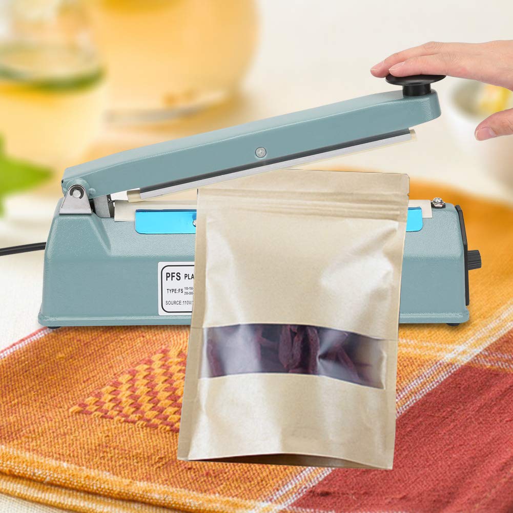 8-inch Impulse Heat Sealer, 300W manual vacuum sealer, food sealing machine for storing food, adjustable 8-level temperature, automatic shut-off function.
