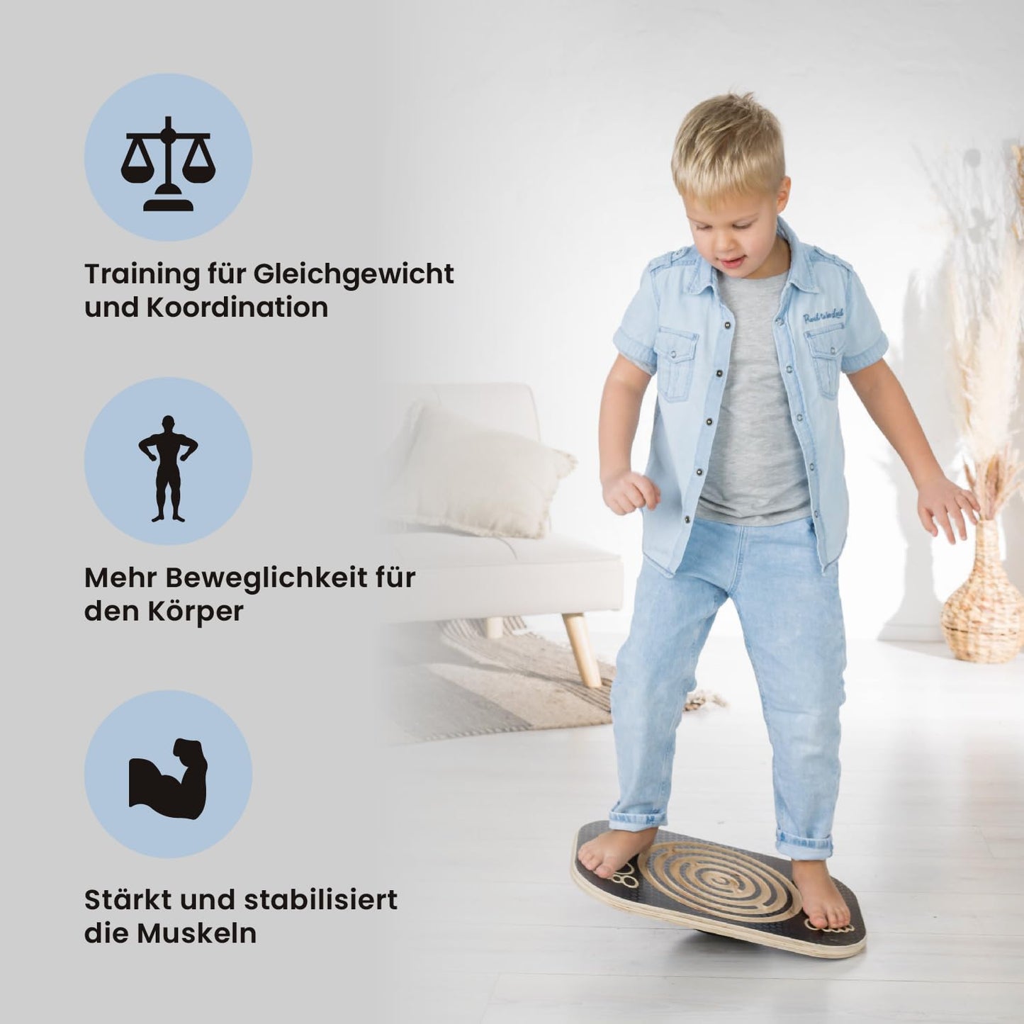 Balance board with labyrinth, wooden balance board, wobble board, board for yoga and exercise, balance, coordination, wooden toy, wobble board for kids, toddlers, teens, adults.