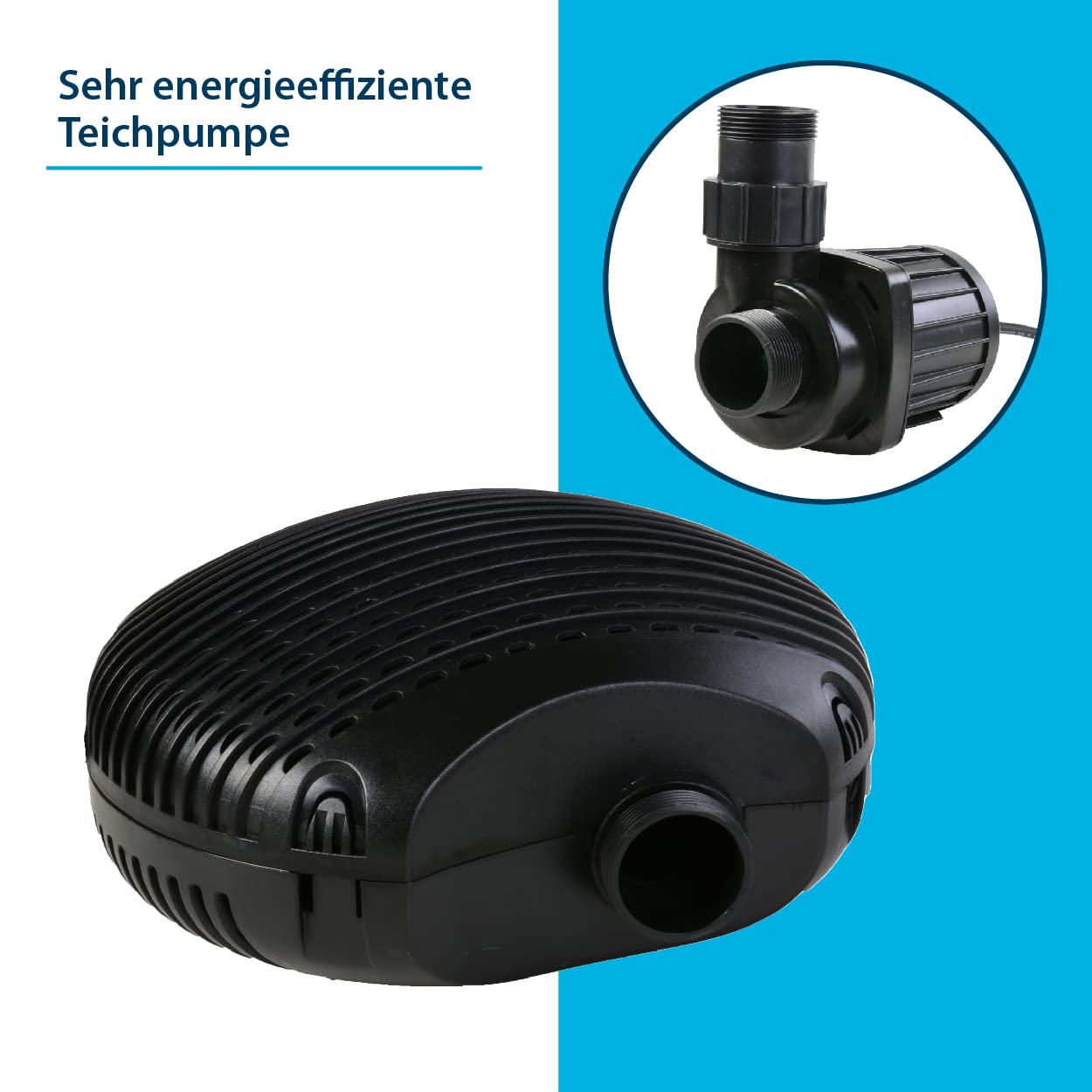 AquaForte EC 10,000 Filter/Pond pump, 68 watts, flow rate of 10,000 liters per hour, head height of 4.5 meters, cable length of 10 meters. Suitable for streams, waterfalls, fountains, etc.