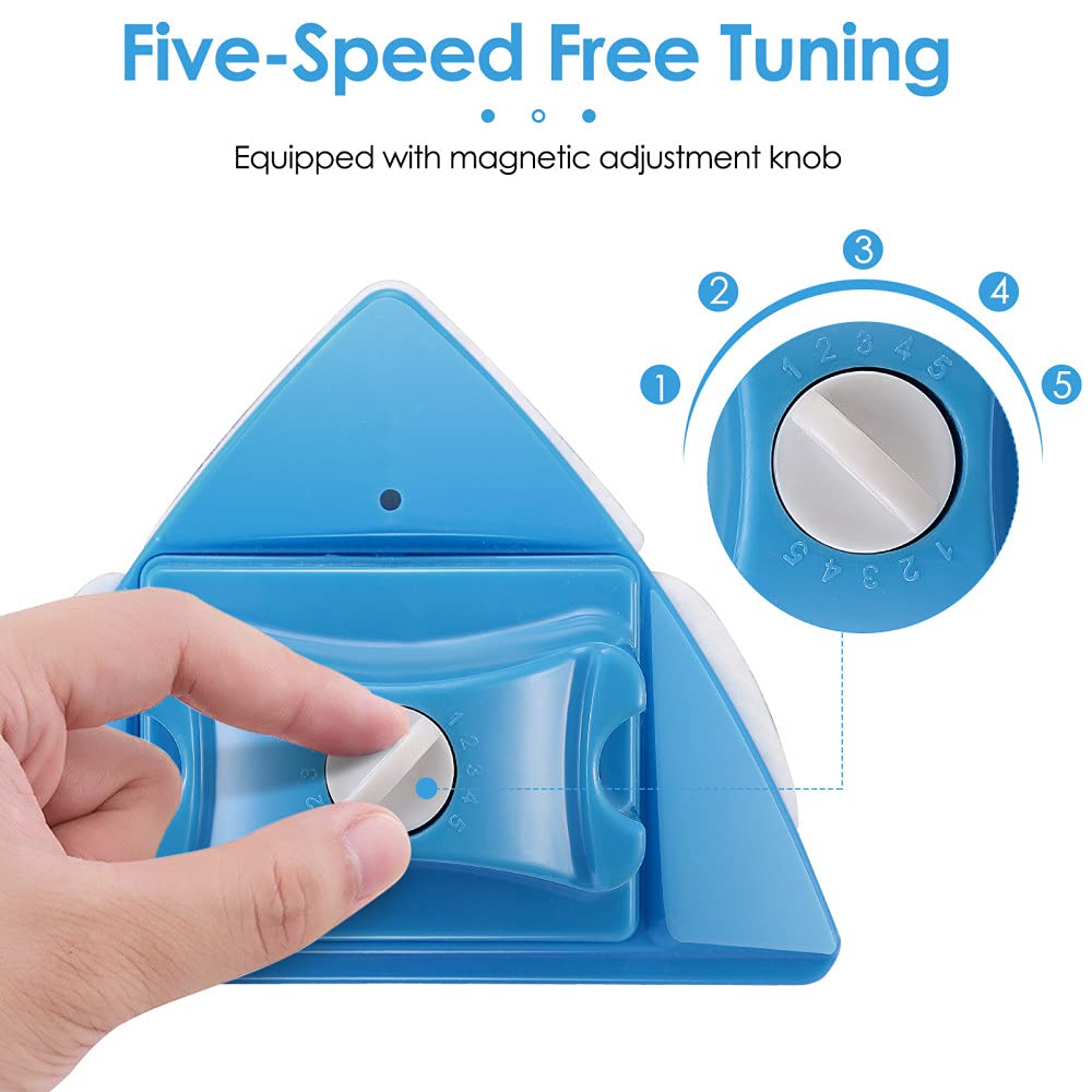 InLoveArts Magnetic Window Cleaner Double-sided Window Cleaner 5 Files Glass Wiper for Windows for Double Glazed High-rise Windows with a Thickness of 4 to 28mm (Blue)