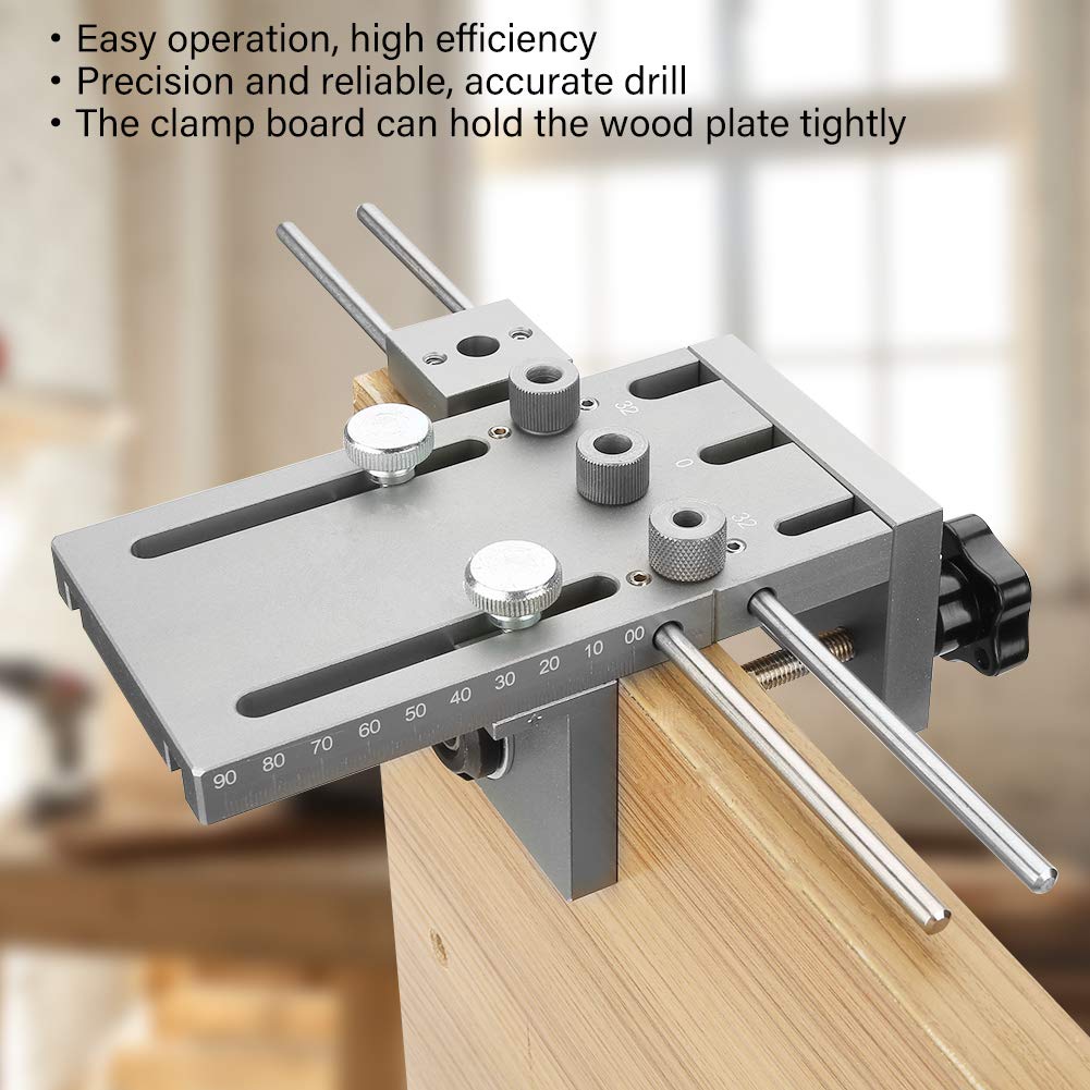 Dowel Jig, 3 in 1 6/8/10/15mm High Precision Woodworking Self-centering Doweling Jig Drill Guide Locator Kit, equipped with a special clamping plate.