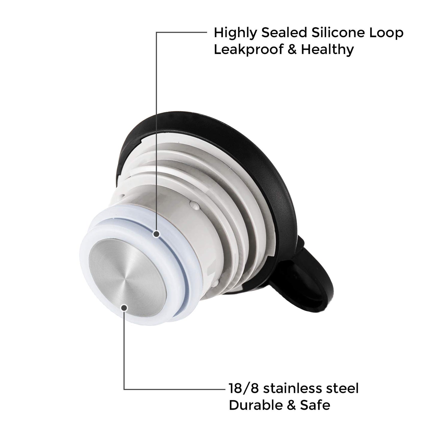 Tiken 1.5L stainless steel double-walled vacuum insulated thermos flask, insulated coffee pot, silver.