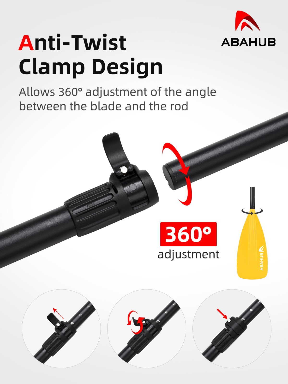 Abahub 2 in 1 Sup Kayak Paddle Aluminum Adjustable Stand Up Paddle for Paddleboard, Aluminum Alloy PU Coated Shaft 172-213cm Plastic Nylon Blade Yellow