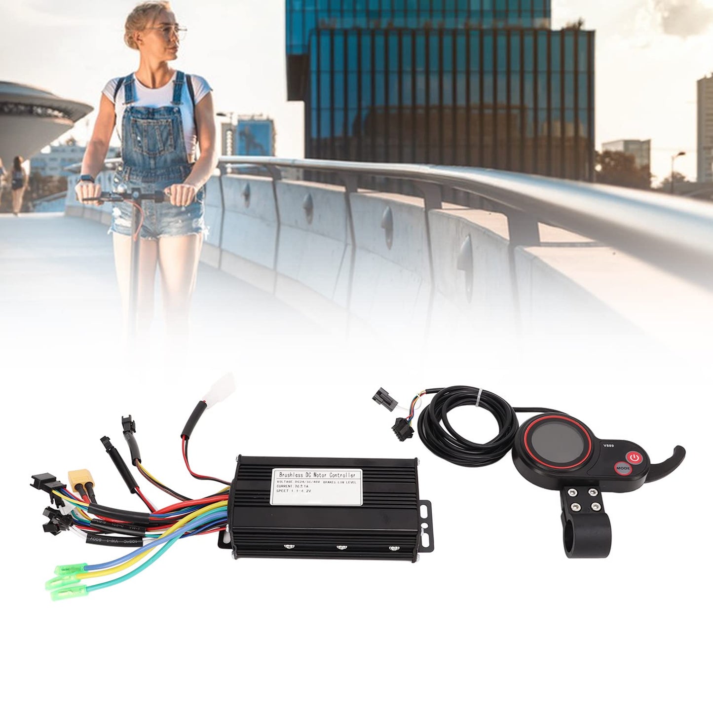 BuyWeek brushless motor controller kit for KUGOO M4 electric scooter, 24V 36V 48V 500W 750W electric scooter brushless motor controller V889 LCD display kit.