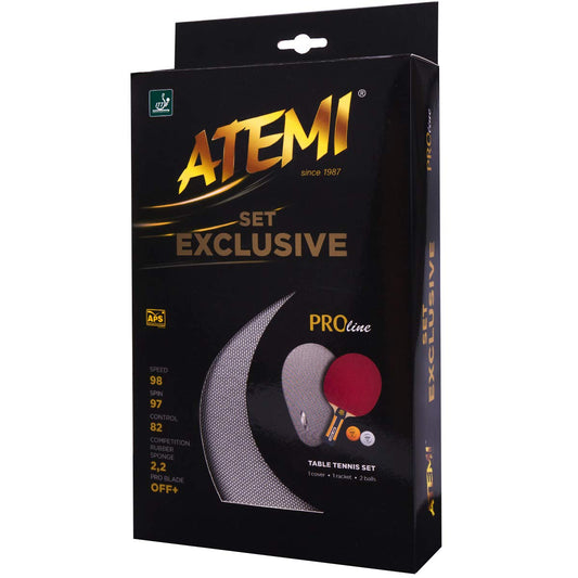 Atemi Exclusive Set | Table Tennis Set | Includes 1 professional racket, 2 balls 40+ and 1 cover | New 2020 rubber | Stylish, lightweight, and practical | Suitable for all skill levels