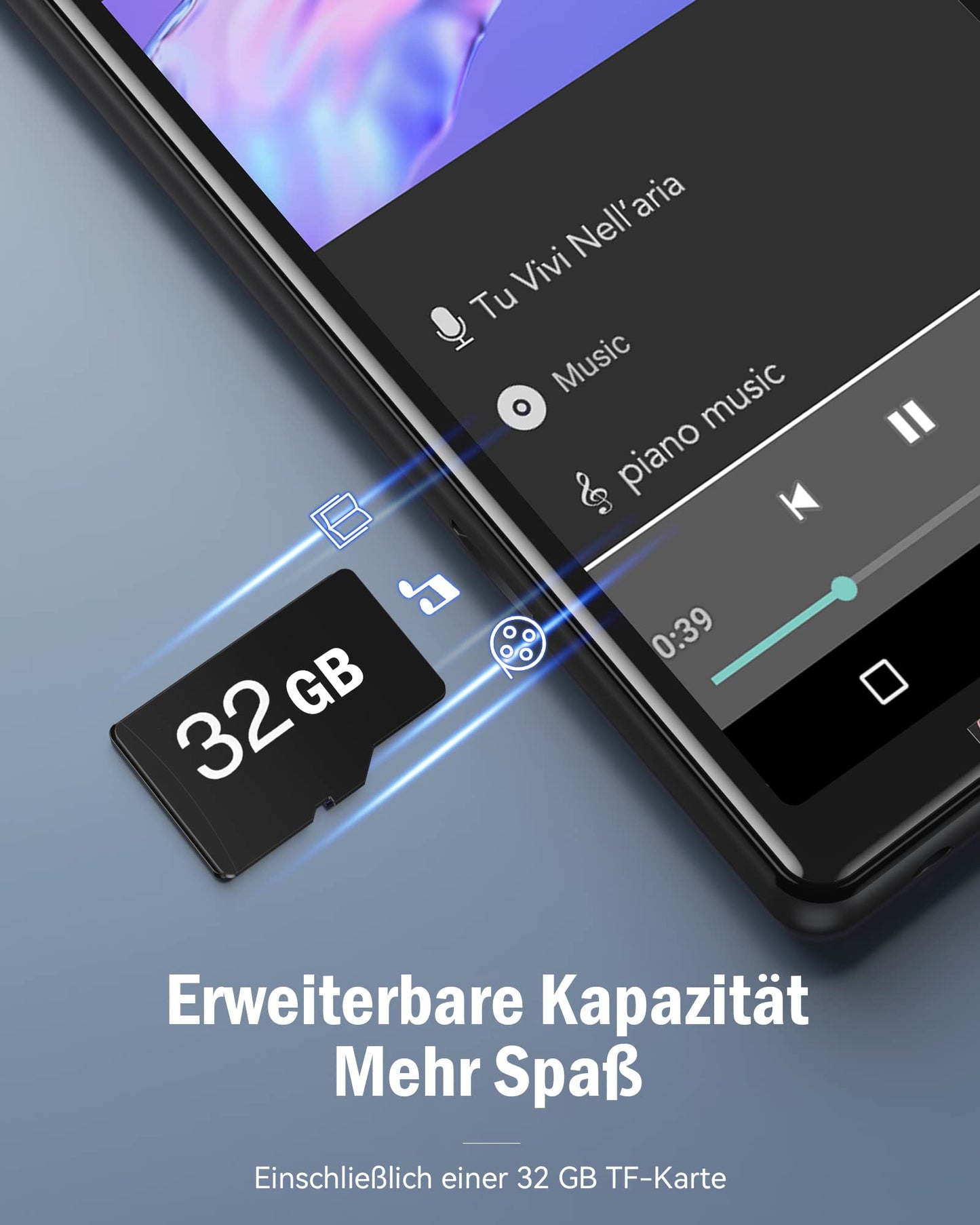 AGPTEK WiFi MP4 player with 4" touchscreen, 1000mAh battery, 1GB RAM, 8GB ROM, HD video player with Android 6.0 for FM radio, online features, etc. Music player with 32GB TF card, black.