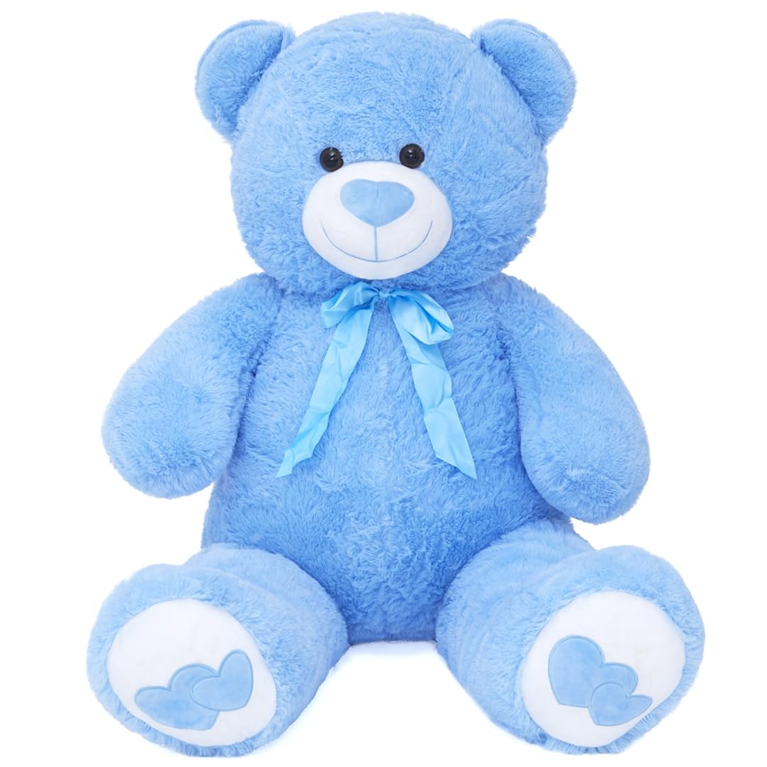 SNOWOLF Giant XXL Teddy Bear Plush Cuddly Bear Plush Bear with Button Eyes 110cm, Large Soft Teddy Bear Stuffed Animal Gift on Birthday, Valentine's Day or Christmas 1.1m, blue