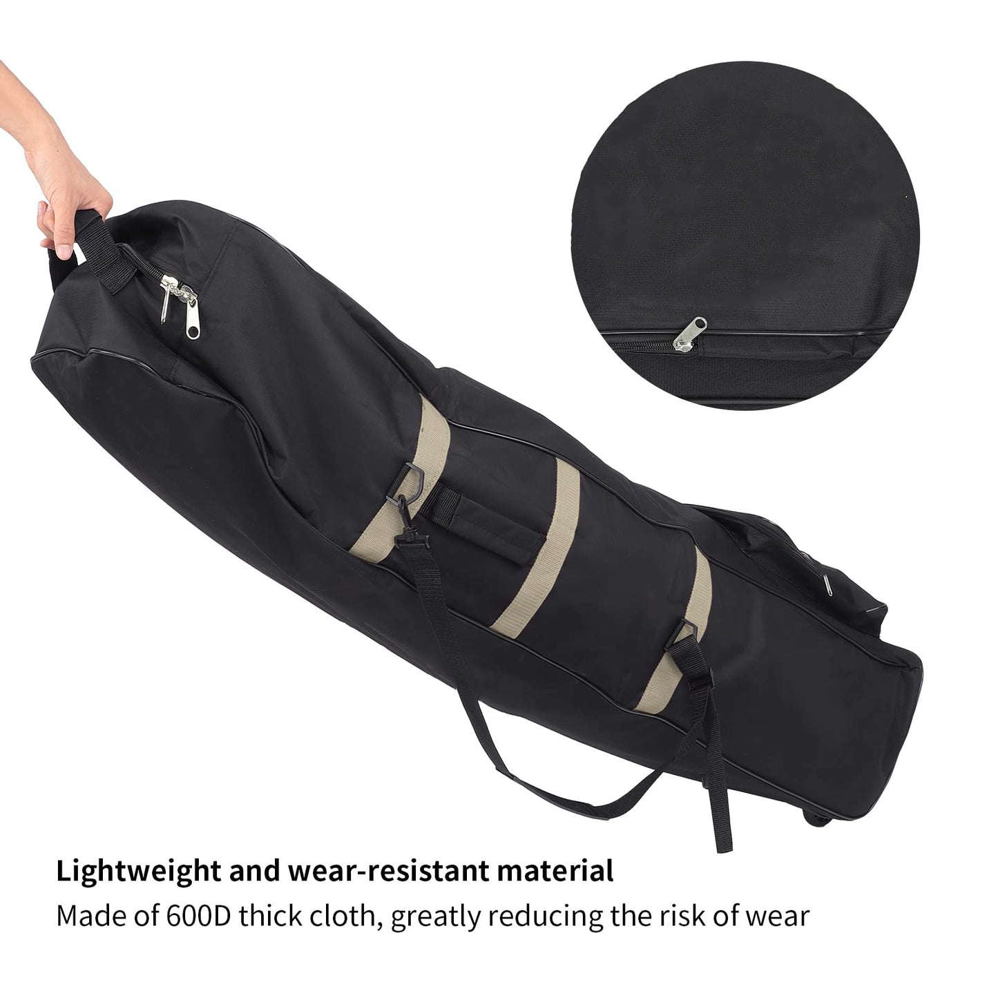Golf travel bag with wheels Foldable 600D Golf Aviation Bag Storage Bag Club Case (Gold)