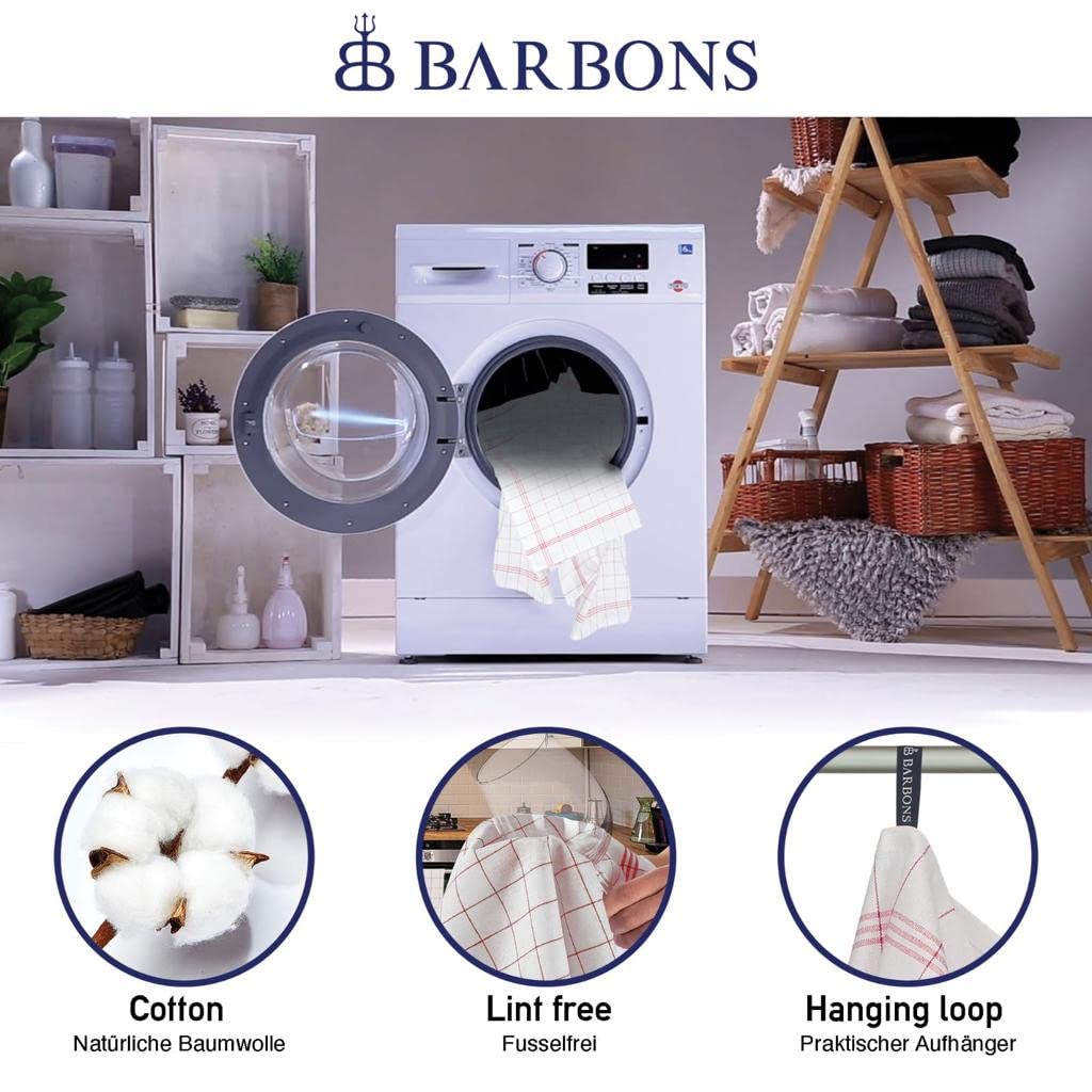 BARBONS 10-Pack Cotton Dish Towels 47x68cm Kitchen Towels Dishcloths - Dish Towel, Kitchen Towels, Kitchen Cloth, Cotton Dish Towel, Kitchen Dishcloth, Kitchen Drying Towels (10ct, Red)