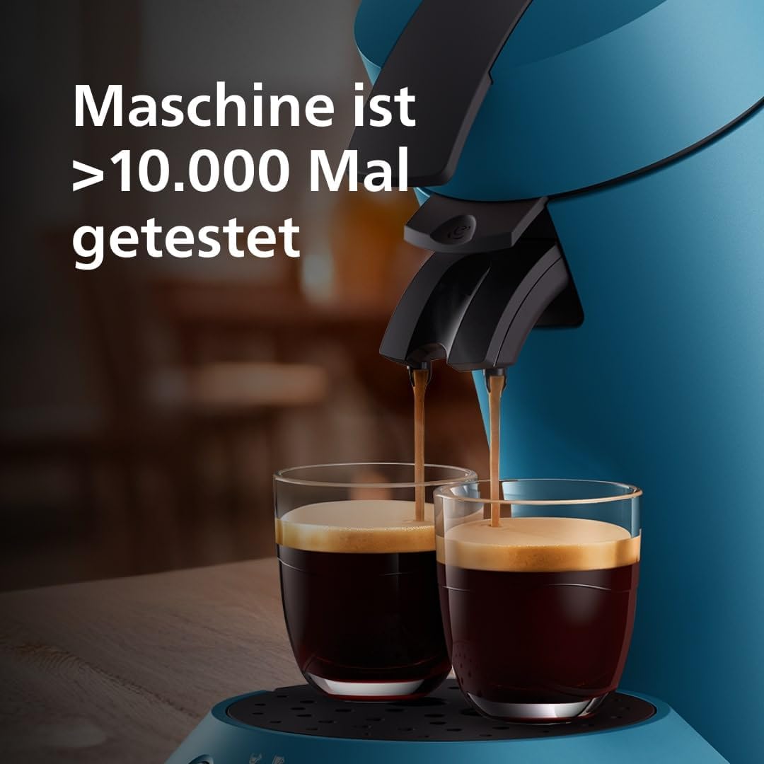 Philips Senseo Original Plus Coffee Pod Machine, Coffee Strength Selection, Coffee Boost Technology, Recycled Plastic, Peacock Blue (CSA210/00)