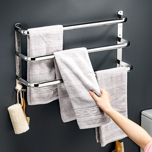 Yeegout No Drill 3-Tier Towel Rack Stainless Steel Towel Holder for Bathroom Kitchen and Toilet, 50cm Silver