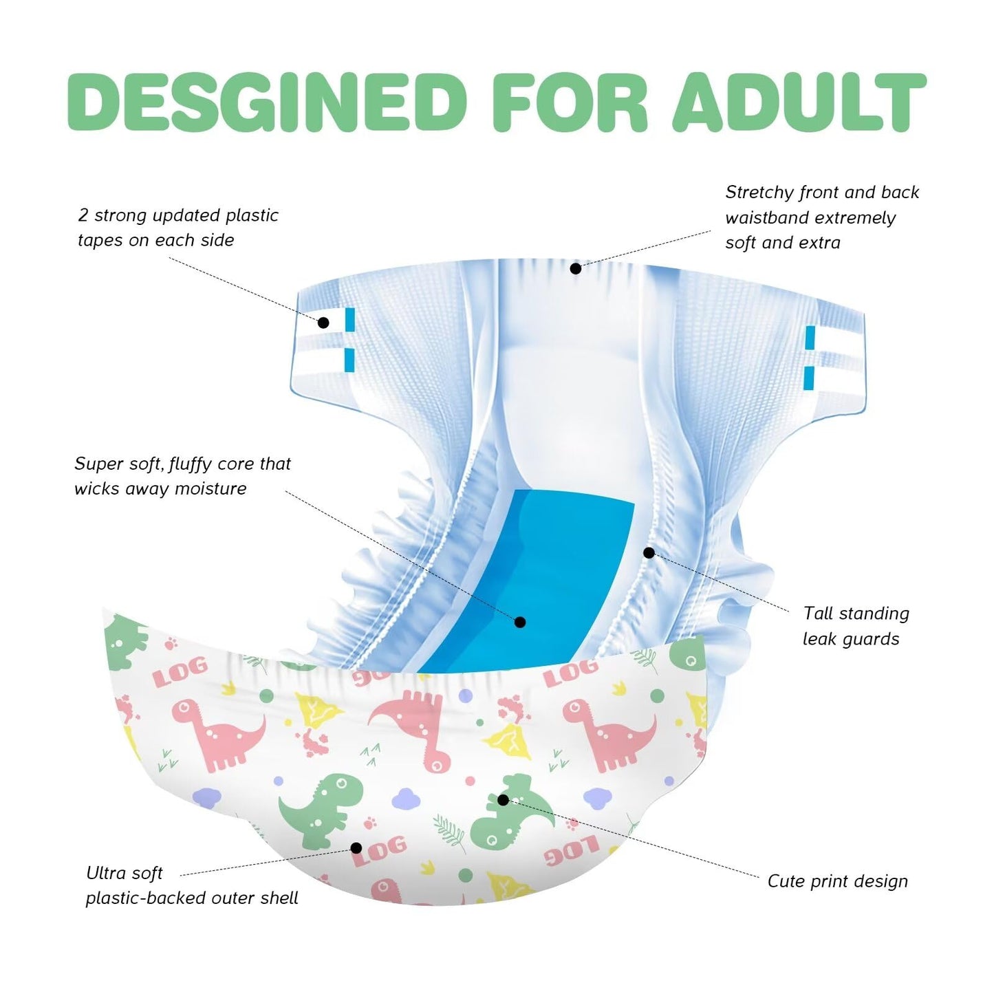 Landofgenie adult overnight slip diapers adult baby diapers 10 pieces