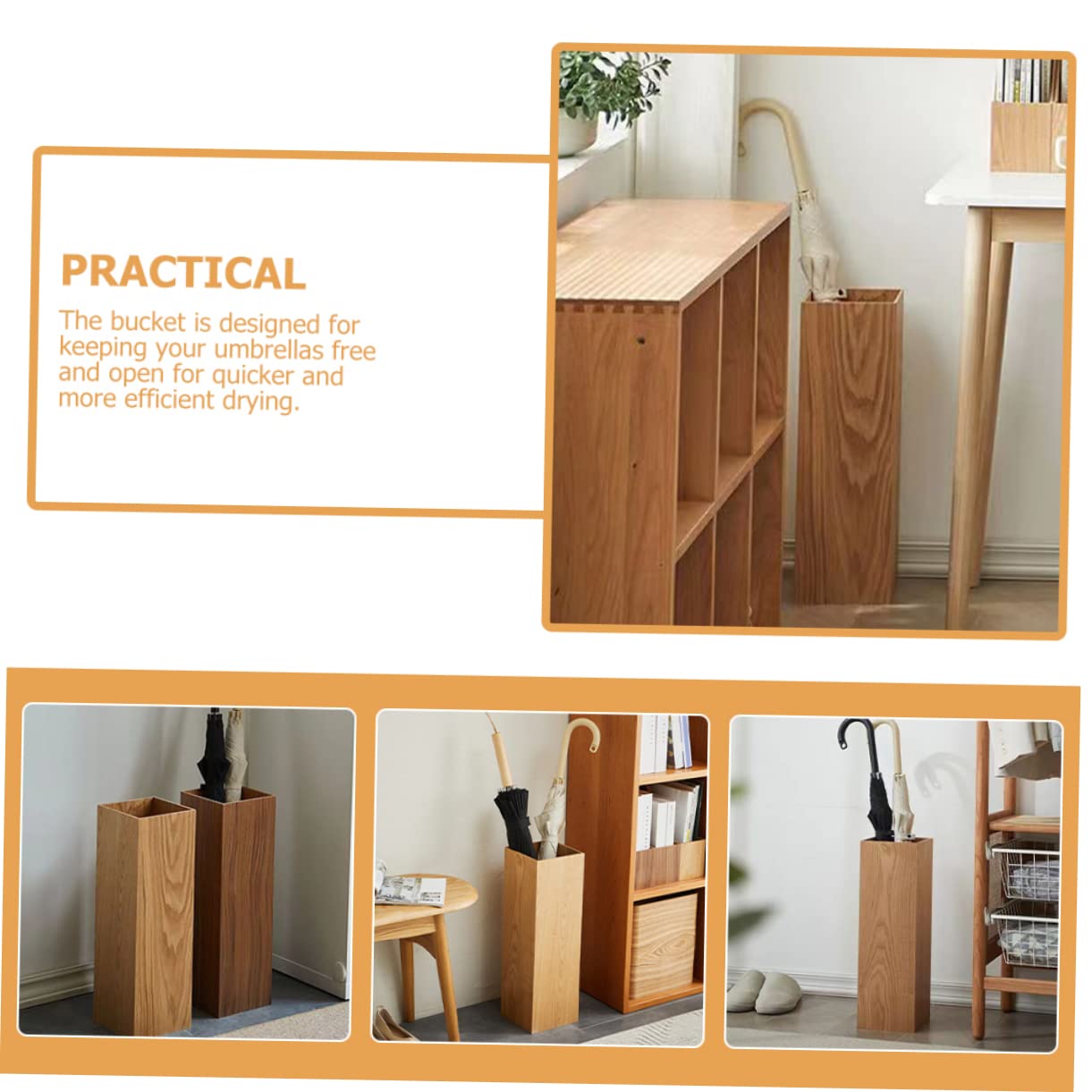 DOITOOL Wooden Umbrella Stand Outdoor Umbrella Holder Indoor Umbrella Stand Cane Stand Folding Umbrella Holder