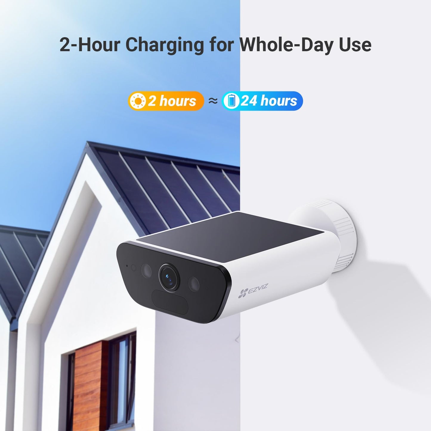 EZVIZ 4K battery-powered security camera with 10400mAh battery, wireless outdoor camera with built-in 1.4W solar panel, AI person and vehicle detection, two-way audio, supports Wi-Fi 6, weatherproof, CB5