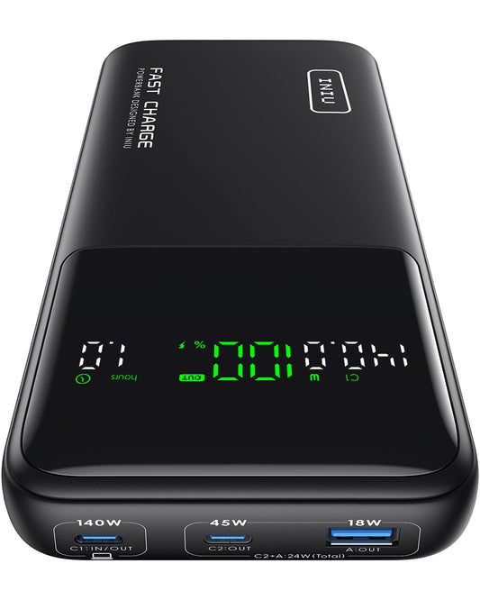 INIU Power Bank, 27000mAh 140W Power Bank Small But Powerful USB C Input & Output for Phone & Laptop, External Battery Packs for MacBook Pro Steam Deck iPhone 17 16 15 14 13 12 Pro Samsung S23 iPad etc.