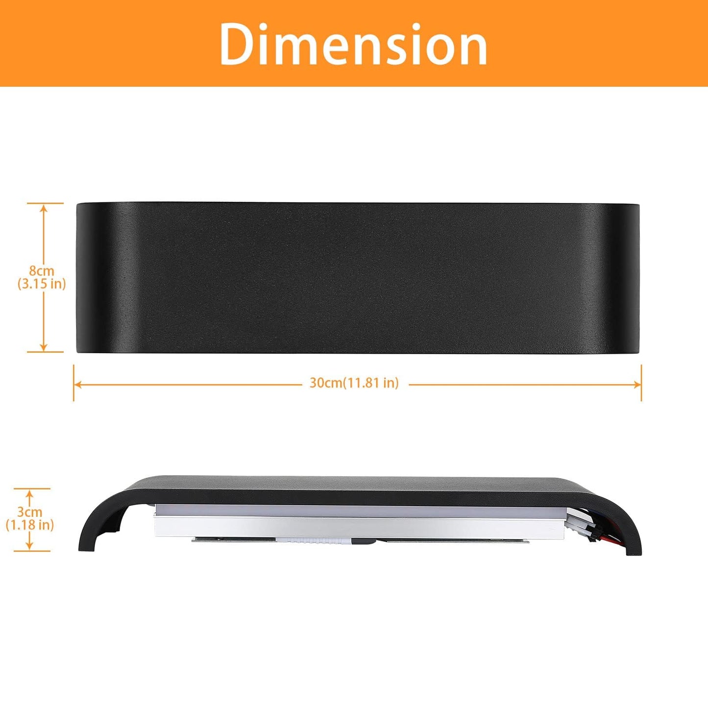Lightess 2 Pack 16W Wall Light Hallway Wall Lamp Black Indoor LED Modern Up Down Light Corridor Wall Warm White Staircase Lighting IP44 for Living Room Bedroom Hallway Stairs, made of Aluminum.