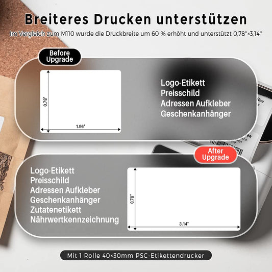 Phomemo M220 label printer with Bluetooth, portable Bluetooth thermal label printer for barcodes, retail, small businesses, compatible with phones & PC systems White.