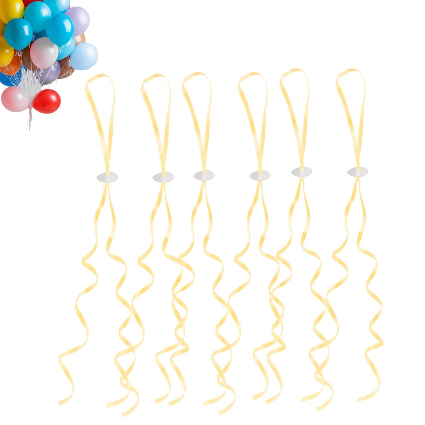 GoldRock Balloon Clips with Helium and String for Balloons, 50 Pieces Gold Balloon Ribbon, Balloon Closures, Balloon Strings, String for Hanging Balloons for Wedding, Birthday, Party