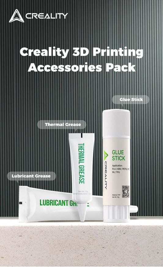 Creality 3-in-1 3D Printer Maintenance Kit - Adhesive, Thermal Paste & Sound Damping Grease for 3D Printers - Prevents Warping, Reduces Noise, Optimizes Heat Conduction.