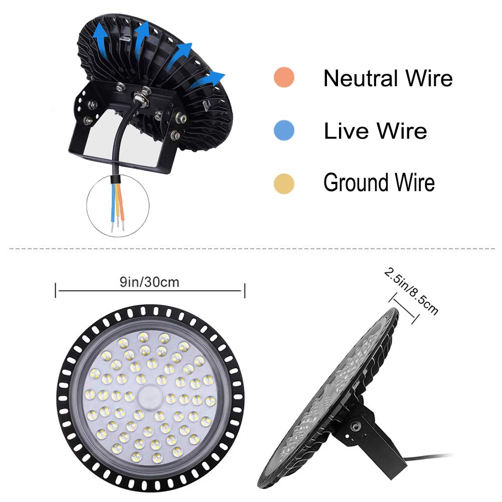 LED industrial lamp, 200W LED high bay light industrial warehouse lighting workshop lighting chandelier, beam angle 120°, German optical PC lens