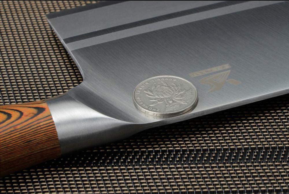 MSY BIGSUNNY cleaver Chinese chef knife, blade length 20.5cm, large blade, high carbon steel, wood handle color.