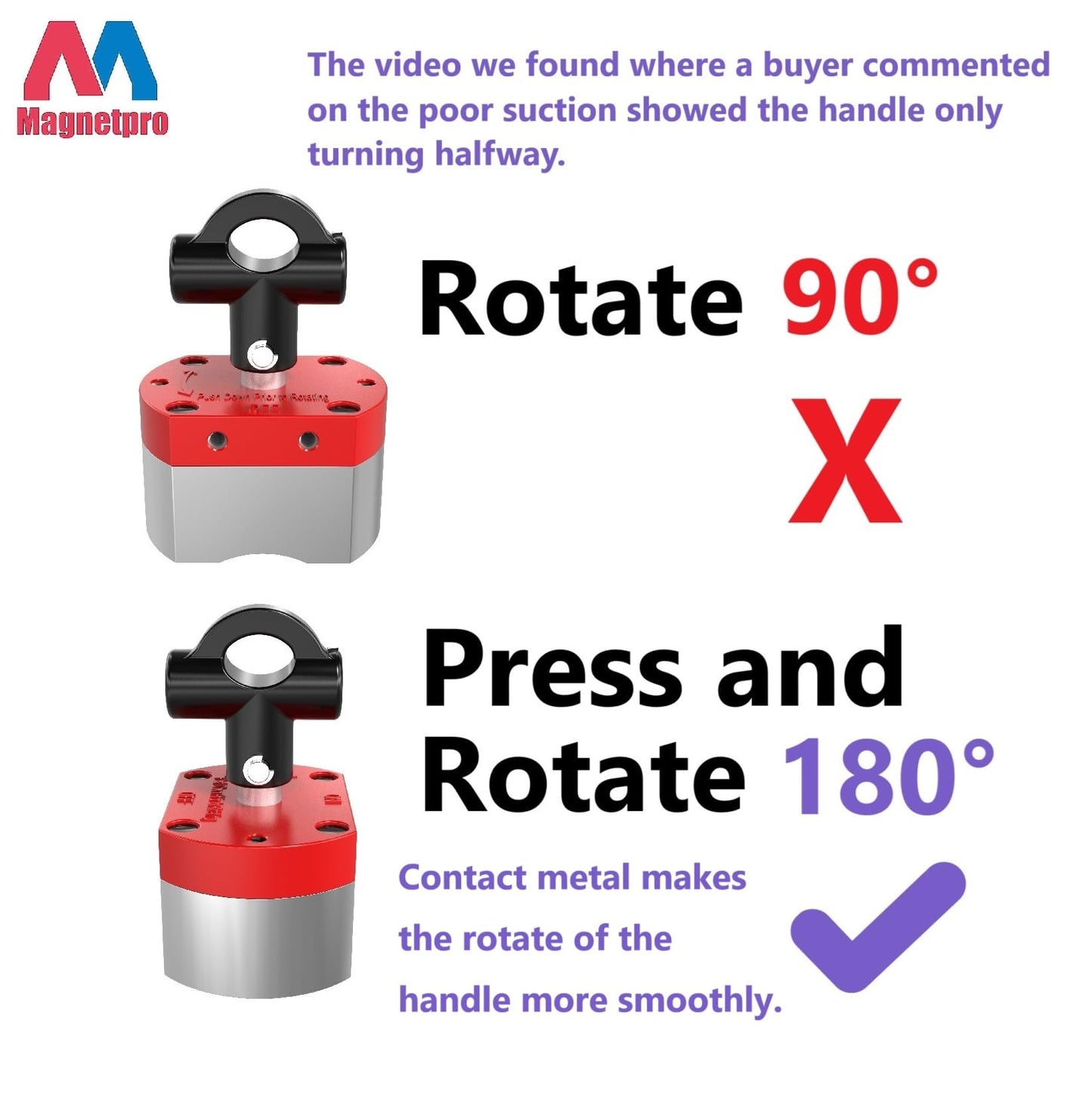 MagneticPro multi-purpose switchable magnet, 100 KG pull force ON/OFF magnet for lifting, positioning, welding, liquid filtration, automation, metal separation (100 KG)