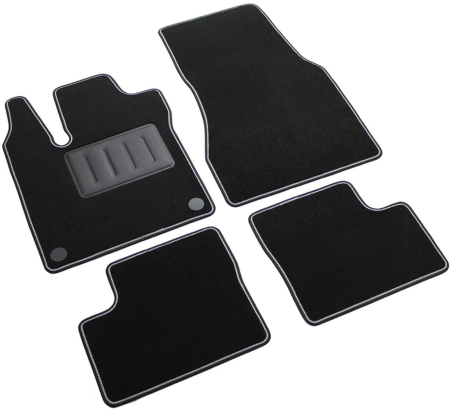 The SPRINT03710 Carpet Car Mats, in black with a non-slip design, two-tone border, and rubber heel protector, are for the Twingo III and ForFour W453 models.
