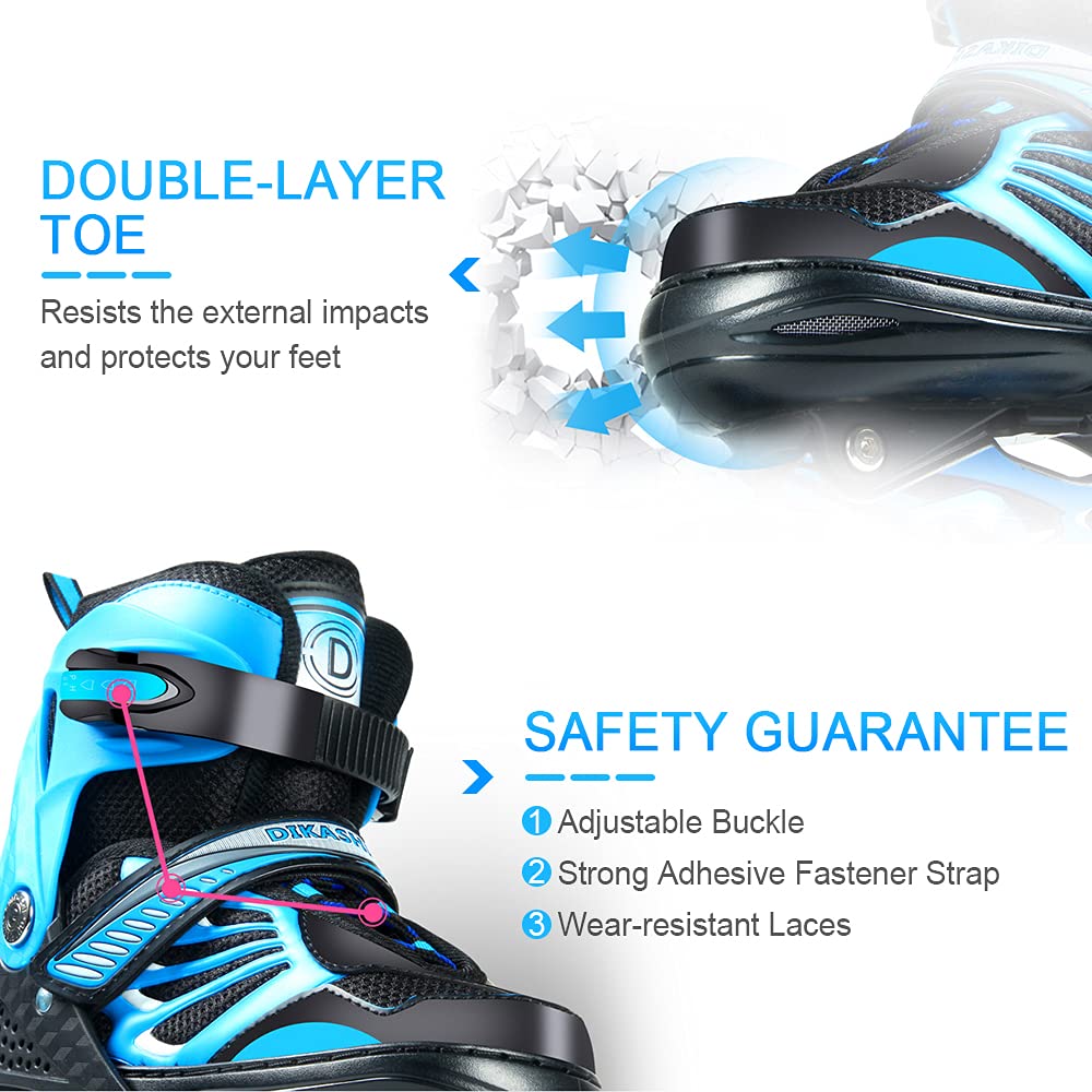 Lixada Inline Skates Kids Adjustable Inline Skates with LED PU Wheels Roller Skates Gift for Kids Teens, Boys Girls Beginners Men Women, Size 28-33/34-37/38-41