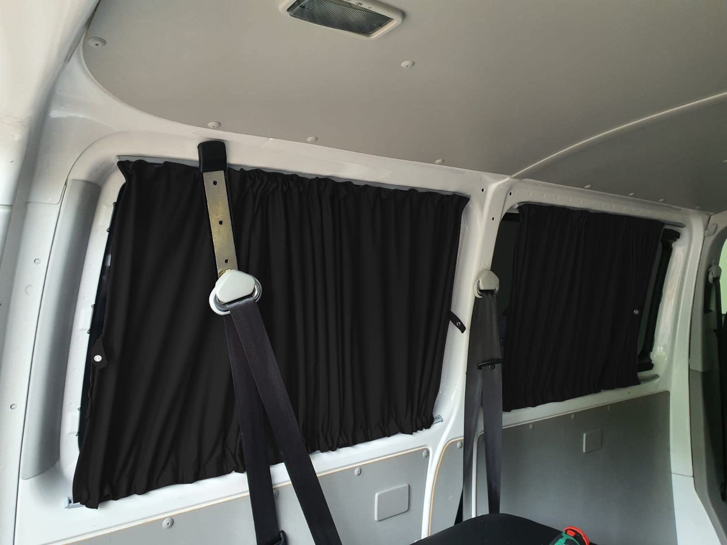 BREMER SEAT COVERS Custom Curtains Sunshades compatible with VW T5 T6 T6.1 Transporter Caravelle Long Wheelbase with Rear Hatch in Black Camping Accessories Motorhome Accessories Camper Curtains 718