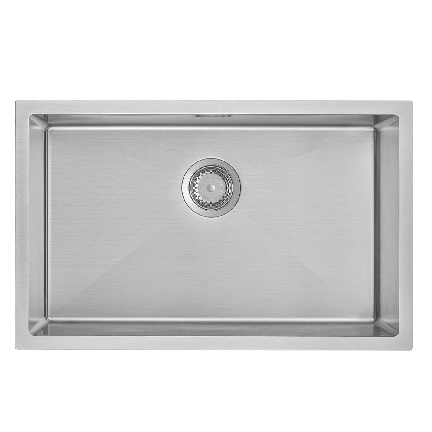 Auralum Kitchen Sink 70 x 44 cm, Large Handcrafted Stainless Steel Kitchen Sink, for 80 cm Kitchen Cabinet, including Siphon, Overflow, and Drain Set, Flush/Inset Sink for Kitchen