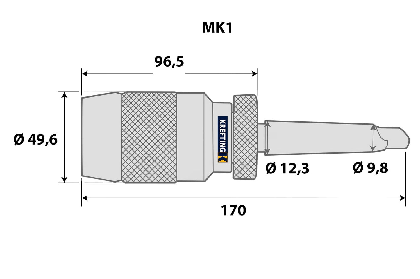 Drill chuck quick-action chuck B16 3-16 mm + MK1 tapered arbor with ejection lugs precision chuck KREFTING TOOLING