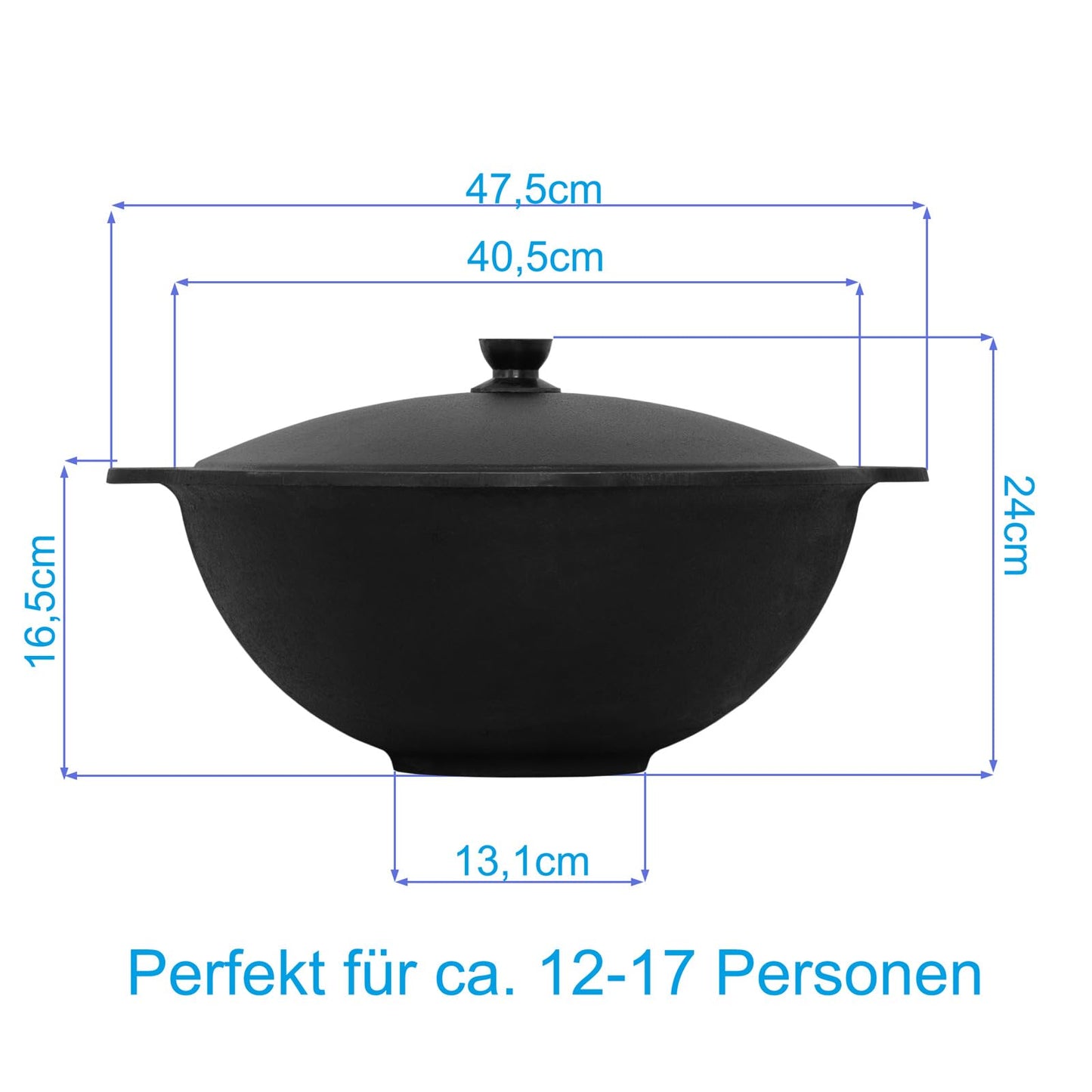 38 cm chimney with 12L cauldron; stainless steel Uchag with chimney; camping stove, fire pit, goulash cauldron, wok, one-pot stove, Hungarian kettle, pot for field kitchen.