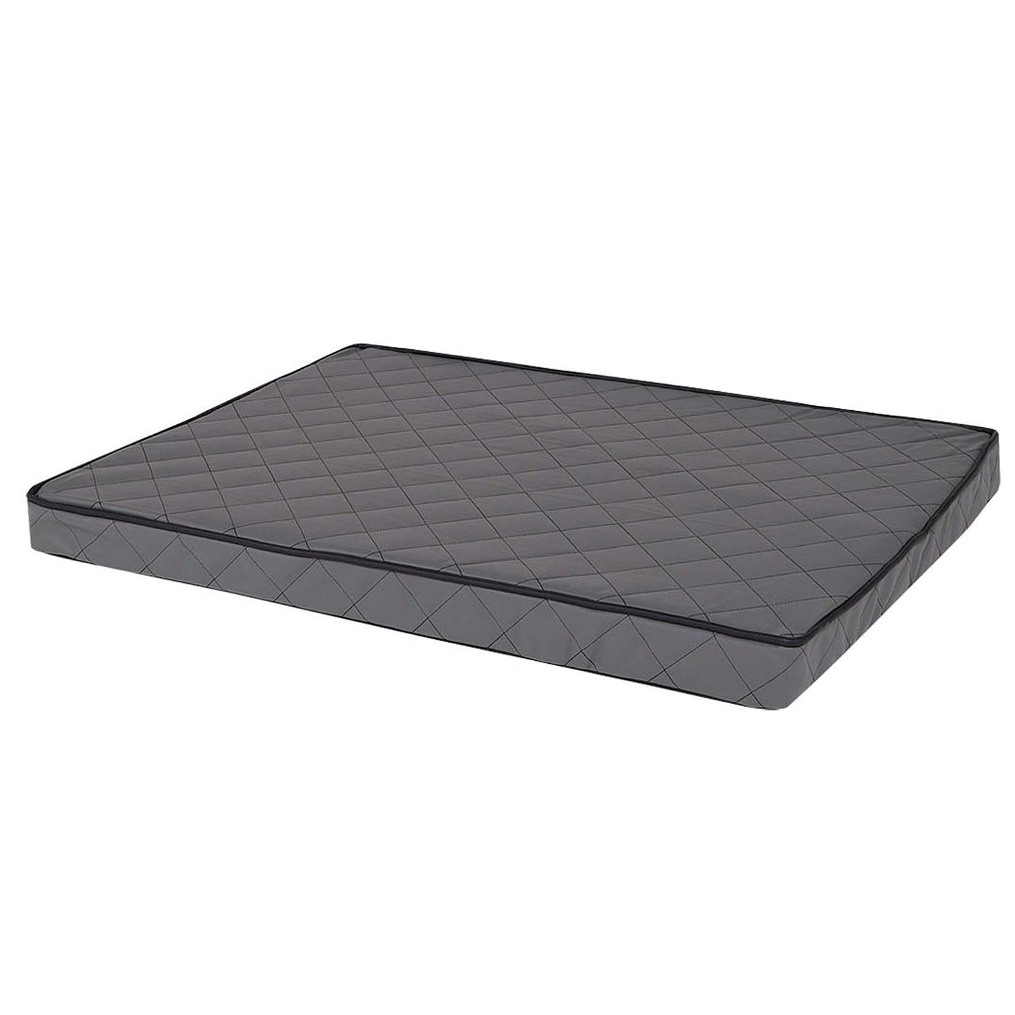 Lionto Dog Mat orthopedic with memory foam, joint-friendly dog pillow made of easy-care imitation leather, 100x70 cm, Quilted dog bed with removable cover and anti-slip coating, gray.