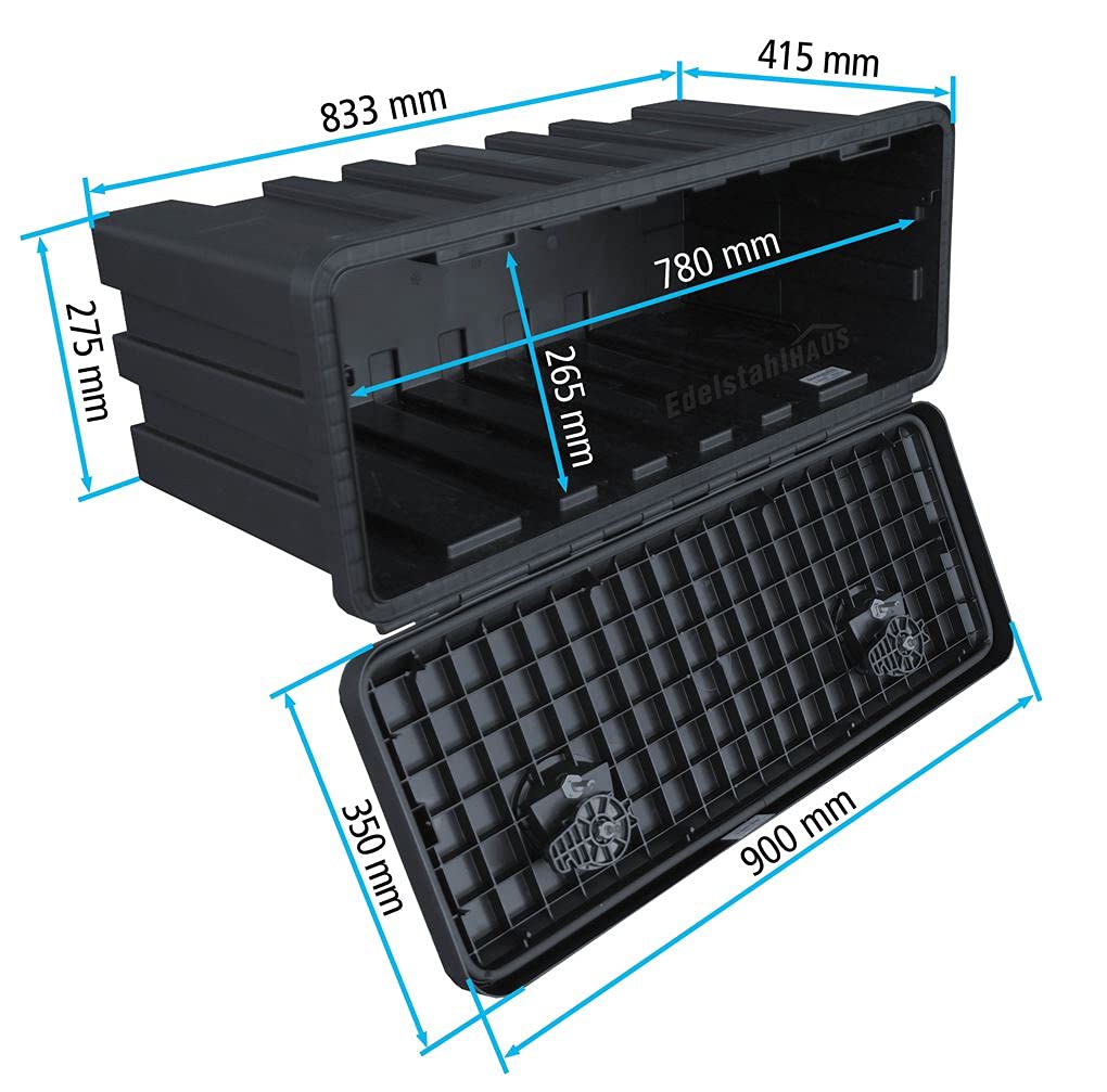 Truck storage box 900x367x450mm + Vertical Holders, tool box, Daken J090+VH401