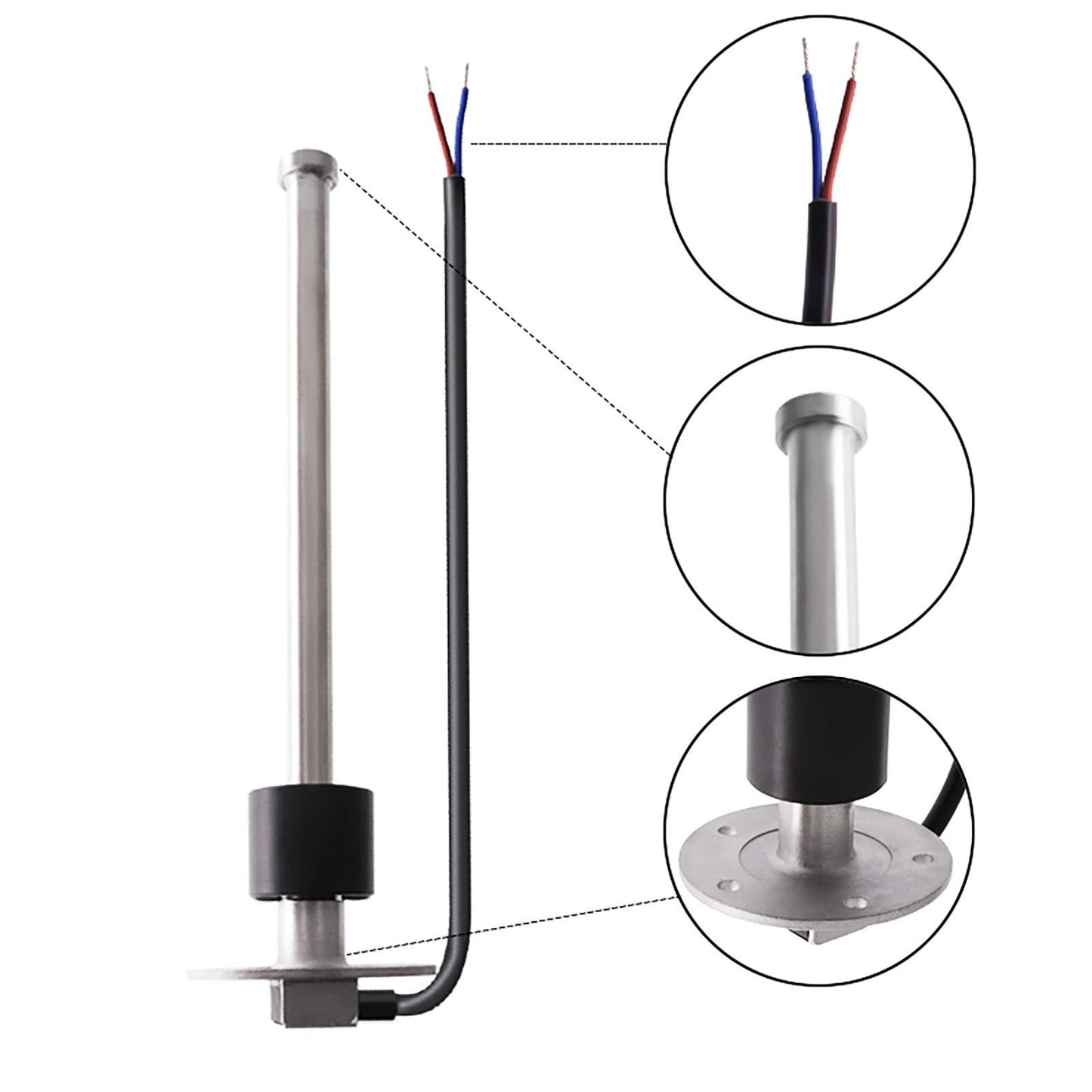 KAOLALI level sensor, fuel gauge stainless steel fuel send unit water level sensor for boats 5 hole fuel and water gauge 350mm