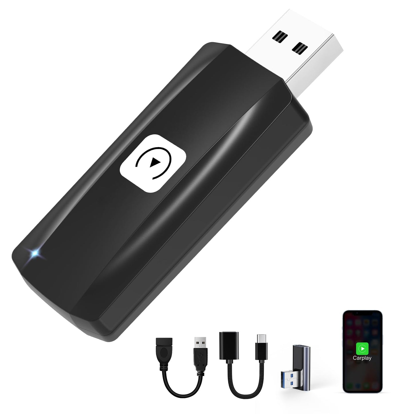 MSXTTLY Wireless Carplay Stick 2 IN 1 U2C-PP Carplay Wireless compatible with cars from 2015-2024, black. Plug and play.