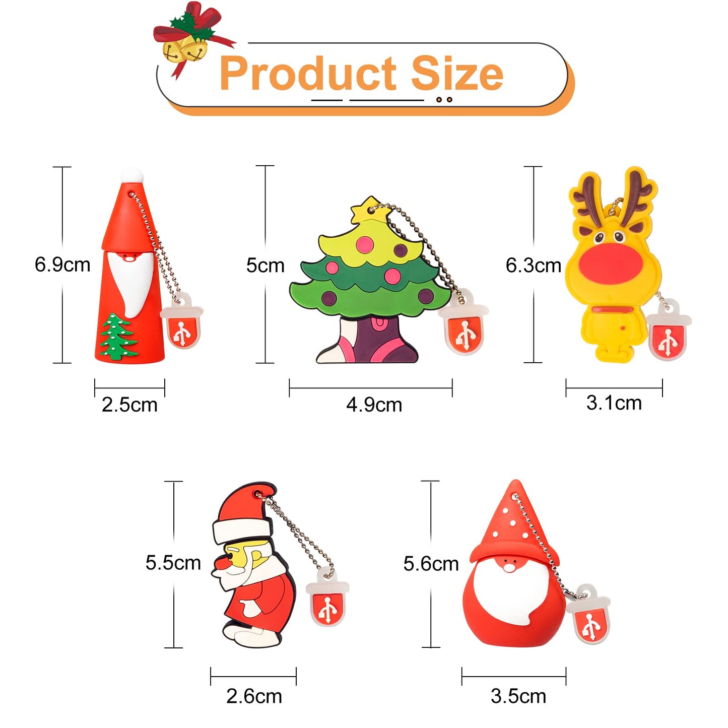 LEIZHAN USB Flash Drive 5 Pack 16GB Memory Stick Santa Claus Reindeer Cute Christmas Series Gift for Students and Kids