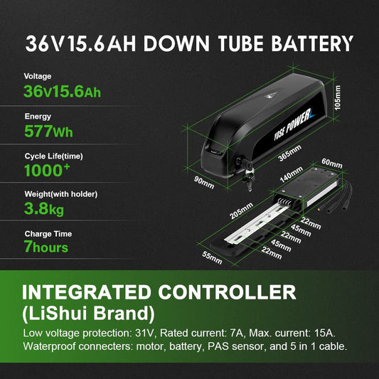 YOSE POWER Ebike Kit 36V250W 26" front motor bicycle E-Bike hub conversion kit with HL Plus 36V 15.6Ah battery DIY E-Bike LCD display
